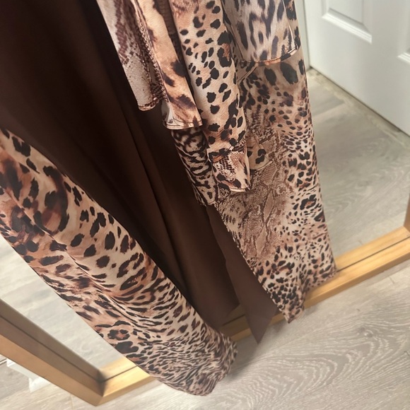 Michael Costello x REVOLVE Natalia Gown in Brown Animal Medley - Picture 9 of 11